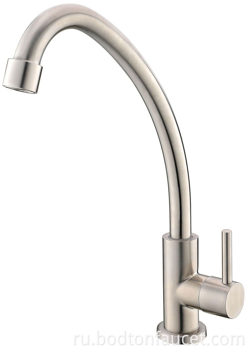Single hole stainless steel kitchen faucet